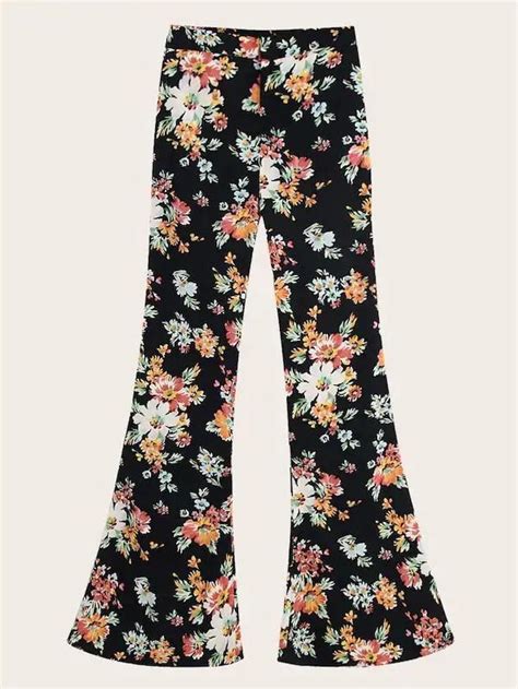 Allover Floral Print Flare Pants Agodeal Printed Flare Pants Flare Pants Type Of Pants