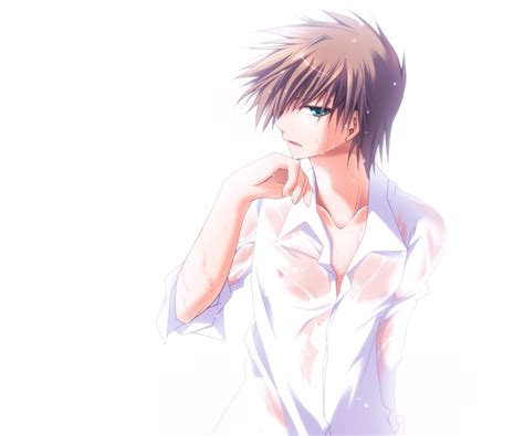 Izuku midoriya from my hero academia. all male brown hair green eyes male mayokichi ookido green pokemon see through shirt wet white ...