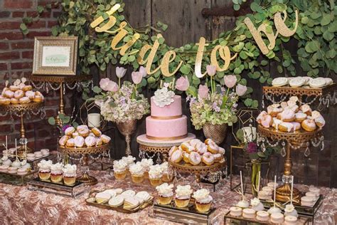 Rustic Elegance Blush Dessert Table Bridal Wedding Shower Party Ideas Photo 20 Of 34 Bridal