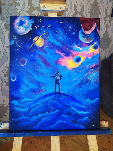 Original Oil Painting Surreal Art Surrealism Galaxy Etsy Planet Painting Cosmic Art Galaxy