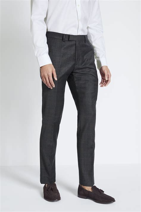Tailored Fit Grey Check Performance Trousers Buy Online At Moss