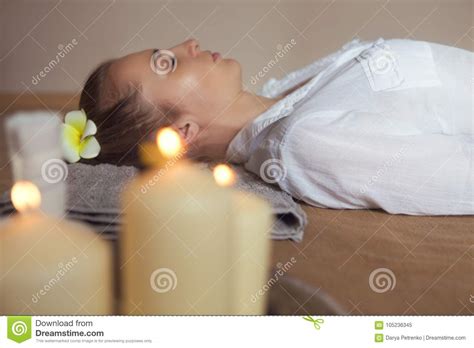 Young Woman Having Massage Treatment In Spa Stock Image Image Of