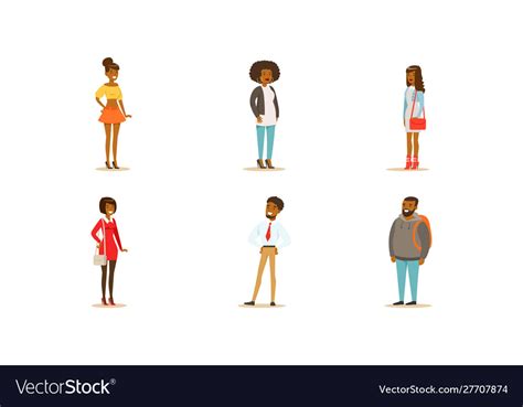 African American Men And Women Royalty Free Vector Image