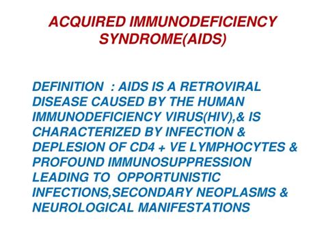 Ppt Acquired Immunodeficiency Syndromeaids Powerpoint Presentation