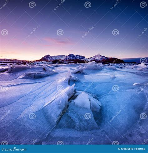 Mountain Ridge And Reflection On The Frozen Lake Surface Natural