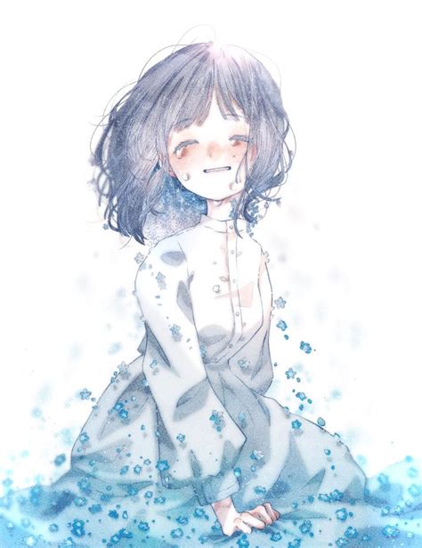 Twitter 泣いているアニメの女の子 泣いてる イラスト 悲しいアニメガール