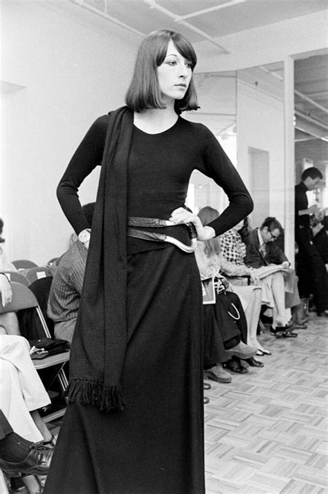 Anjelica Huston Poses In Look From Halston Fall RTW 1972 Collection