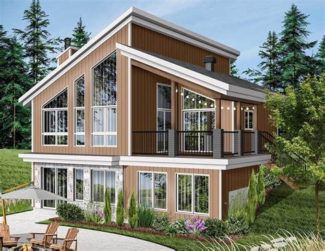 Plan 22522dr Modern Vacation Home Plan For The Sloping Lot In 2021