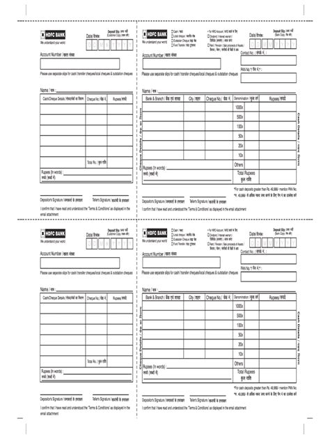 Hdfc Bank Deposit Slip Fill And Sign Printable Template Online Us