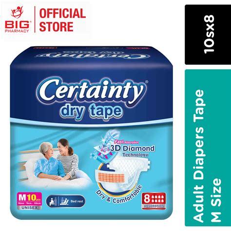 Certainty Disposable Adult Diapers Tape M 10s X 8 Big Pharmacy