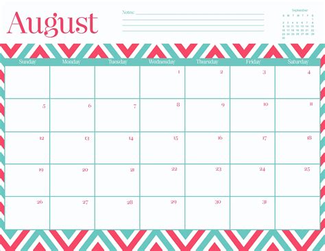 August Calendar Clip Art Printable Calendar