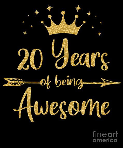 Womens 20 Years Of Being Awesome Women 20th Happy Birthday Print