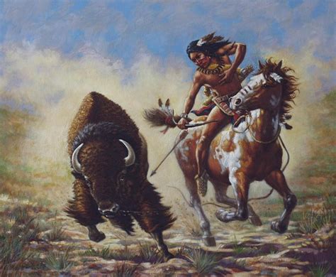 Buffalo Hunter By Harvie Brown Native American Paintings American