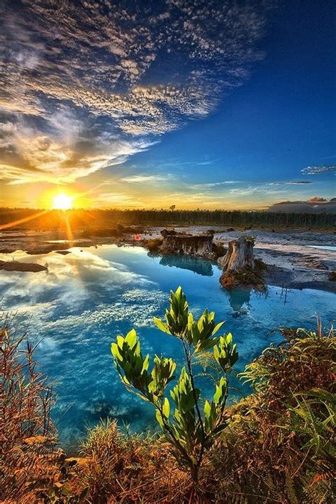 Blue Lake Singkawang Indonesia Beautiful Sunset Beautiful World