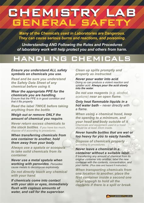Chem Lab Safety Handling Chemicals Basics Safety Posters Promote