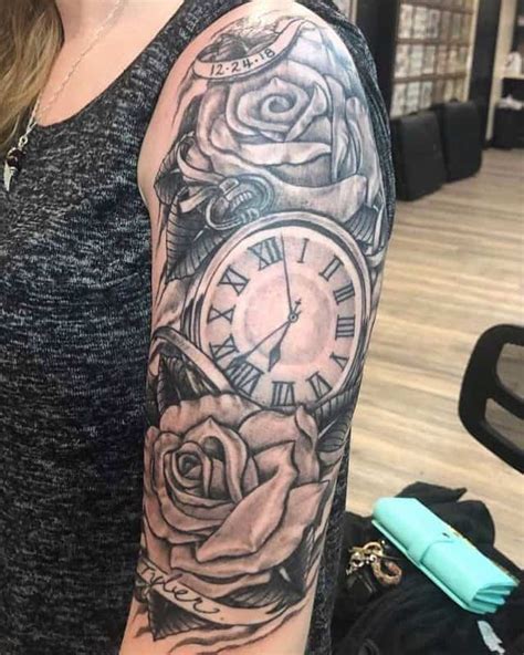 In short such design suggests us to find beauty in death. The 30 Best Rose & Clock Tattoos & Designs (2020) | Tattoo ...