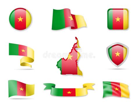 Flags Of Cameroon Glossy Collection Stock Illustration Illustration