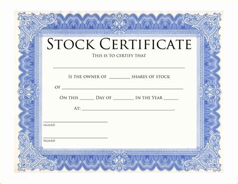 Free Stock Certificate Template Microsoft Word Of Blank Certificate