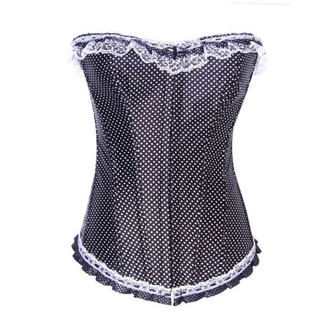 Corset Black With White Polka Dots And Lace