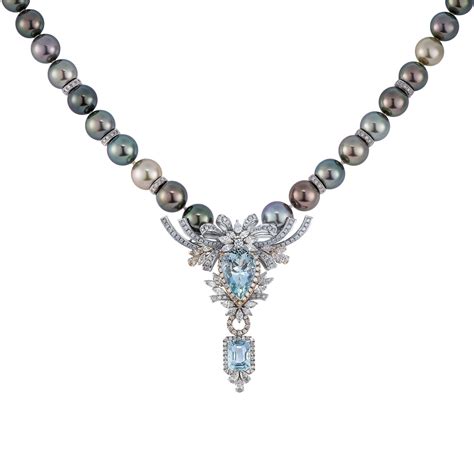 1101ct Aquamarine Pearl Necklace Eumayco Jewellery