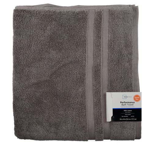 Mainstays Performance Solid Bath Towel 54 X 30 Grey Flannel