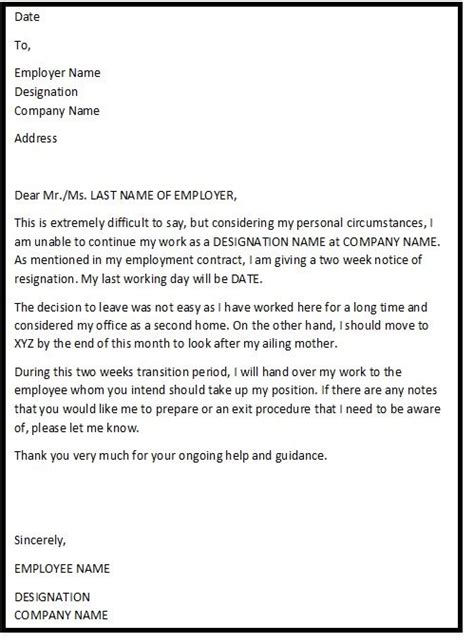 Employee Resignation Letter Professional Resignation Letter Job