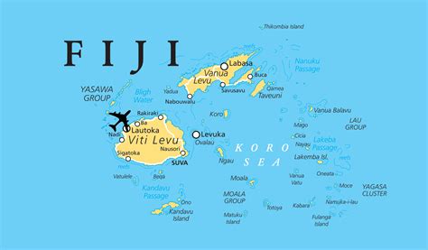 Большая карта Фиджи с городами Фиджи Океания Maps Of The World