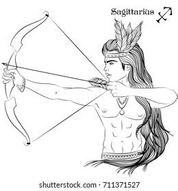 Zodiac Vector Illustration Astrological Sign Sagittarius Stock Vector Royalty Free