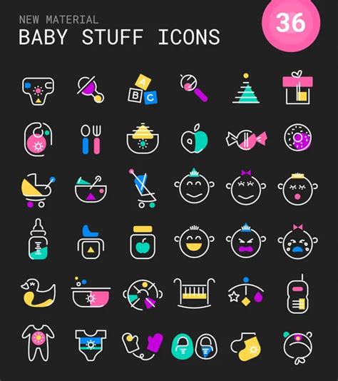 Baby Stuff Linear Icons Collection Stock Vector Image By © Izabell