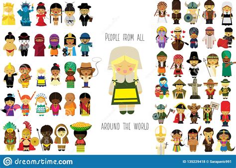 Trip Around The World People From All Around The World Stock Illustration - Illustration of ...