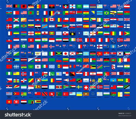 257 World Country Flags Alphabetically Order Stock Illustration