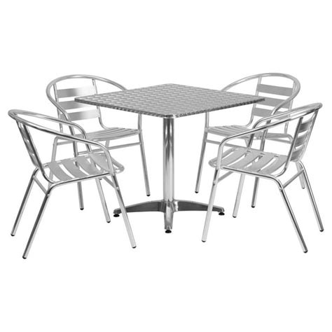 Flash Furniture Outdoor Patio Dining Set Aluminum Table With 4 Chairs