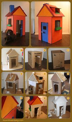 Gisteren ben ik de hele dag bezig geweest met karton. Kinderhaus aus Pappe | Spielhäuschen aus karton, Karton ...