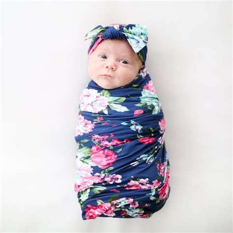 Shop Baby Swaddles With This Exclusive Navy Blue Floral Swaddle For