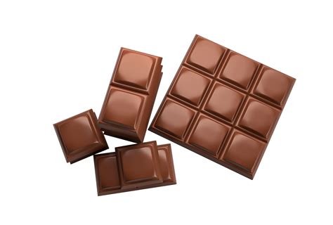 Three Milk Chocolate Pieces Two Pieces Of Milk Chocolate Isolated Top