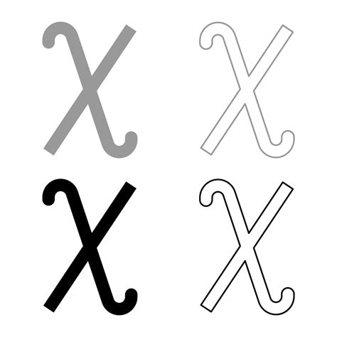 Chi Greek Symbol Small Letter Lowercase Font Icon Outline Set Black