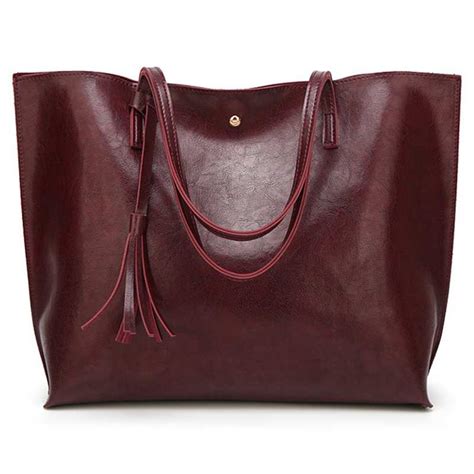 Fggs Womens Soft Leather Tote Shoulder Bag From Tassel Handbagred