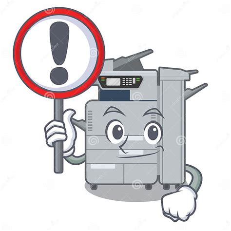 With Sign Copier Machine In The Cartoon Shape Stock Vector