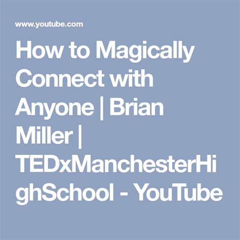 Rwenshaun miller is a mental health counselor, mental health awareness advocate, and founder of eustress inc, a nonprofit aimed to raise awareness in in 2007, rwenshaun was diagnosed with bipolar disorder, severe with psychotic features. How to Magically Connect with Anyone | Brian Miller ...