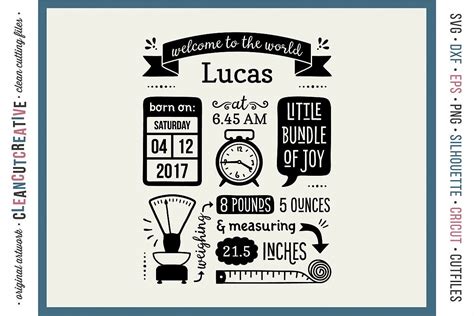 Birth Stats Template Baby Birth Announcement Svg Fileu00a0 Baby