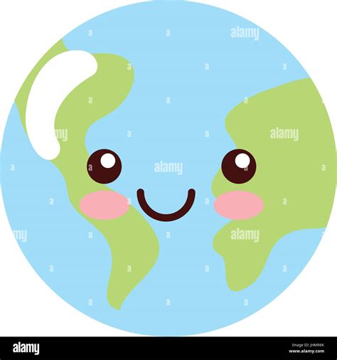 El Carácter Mundial Del Planeta Tierra Kawaii Imagen Vector De Stock