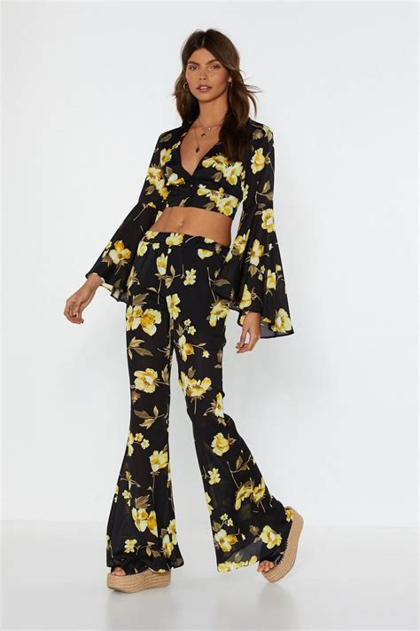 Bloom Where You Are Planted Floral Flare Pants Floral Flare Flare