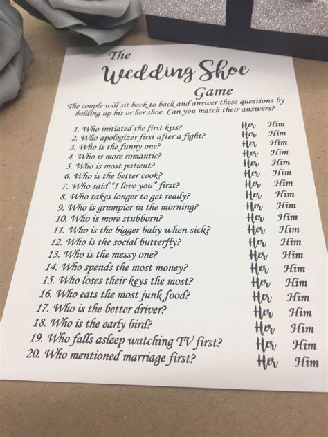 Wedding Shoe Game Questions Printable