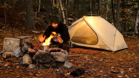 Camping Alone In The Forest With Small Tent Youtube