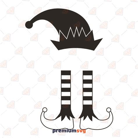 Black And White Elf Legs And Hat Monogram SVG Cut File PremiumSVG