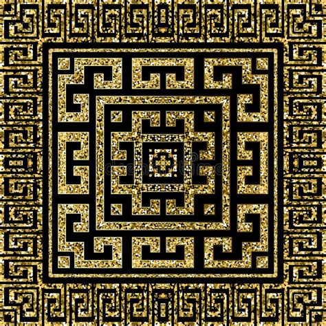 Gold Glittery Shiny Greek Vector Seamless Pattern Luxury Ancient