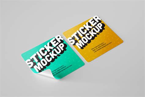 Sticker Mockup Set On Yellow Images Creative Store