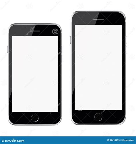 Mobile Smart Phones With White Screen Isolated On White Background