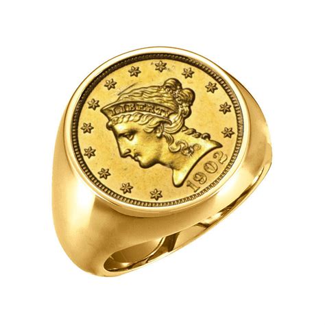 14k Gold Mens Coin Ring With A 500 Liberty Gold Coin 244mm