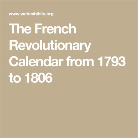 The French Revolutionary Calendar From 1793 To 1806 French